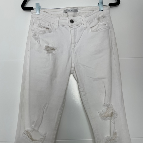 Joe’s Jeans white denim pant low rise ripped hole straight leg classic trendy 28 - Picture 9 of 13